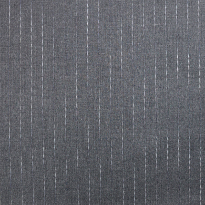 Tissu tailleur polyviscose rayé blanc fond gris
