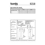 Patron Burda n°6218 : Pantalon – forme droite –  poches plaquées