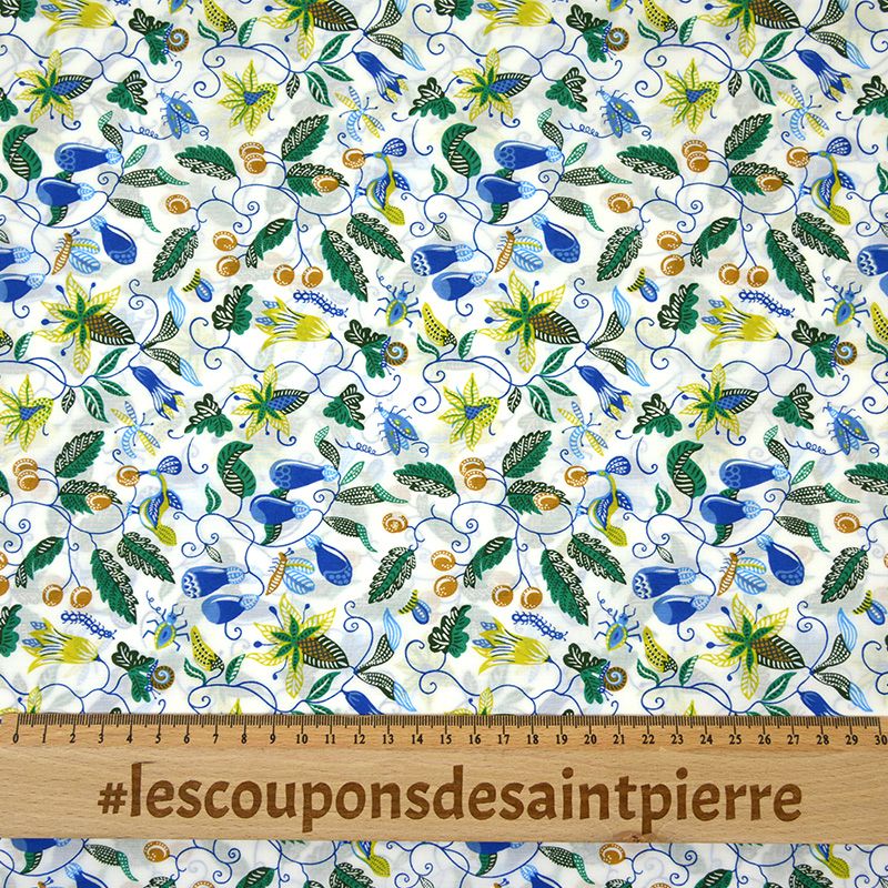 Coton liberty ® Jitter Bug vert au mètre