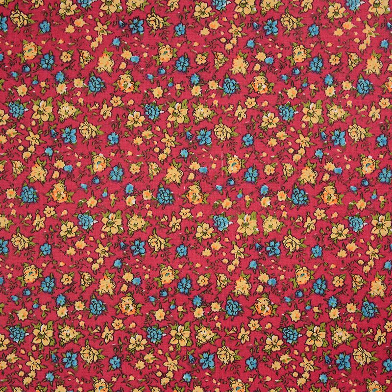 Coton imprimé cueillir la fleur fond framboise