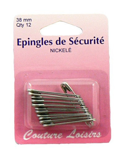 Nickel -plated Safety Pinks N ° 2 X12 - 38 mm