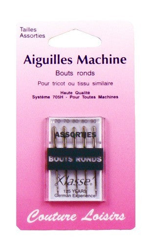 Aiguilles machine bouts ronds assorties X5