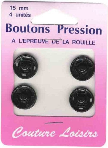 Pressure buttons n ° 15 black x4