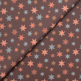 Coton imprimé étoiles de décembre fond marron