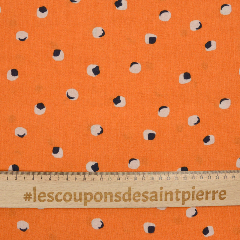 Crépon de viscose imprimé sphéricité fond orange