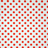 Piqué de coton milleraies imprimé pois rouge pois-rouge sur fond blanc Coupon 45x45 cm