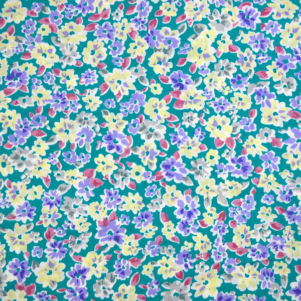 Microfibre imprimée Alca fond vert turquoise