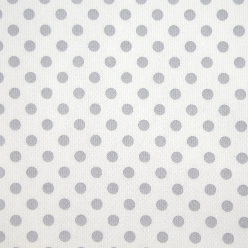 Piqué de coton milleraies imprimé pois gris sur fond blancCoupon 45x45 cm