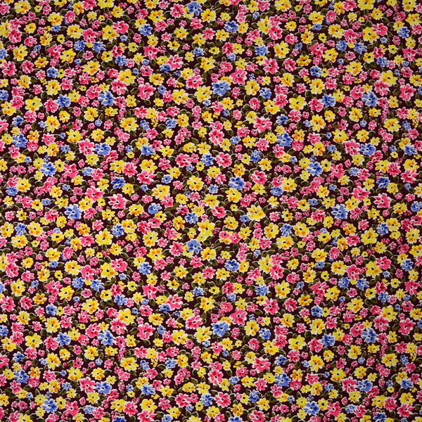 Coton imprimé mini fleur sur fond bordeaux