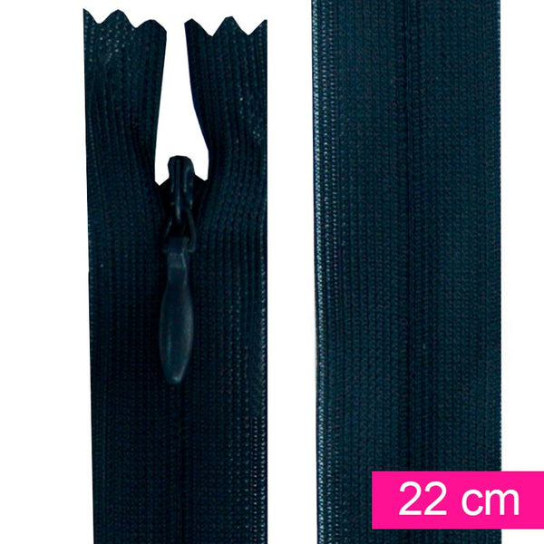 Fermeture invisible de 22 cm bleu nuit