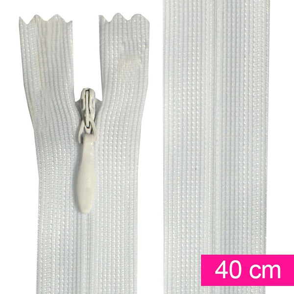Fermeture invisible de 40 cm blanc