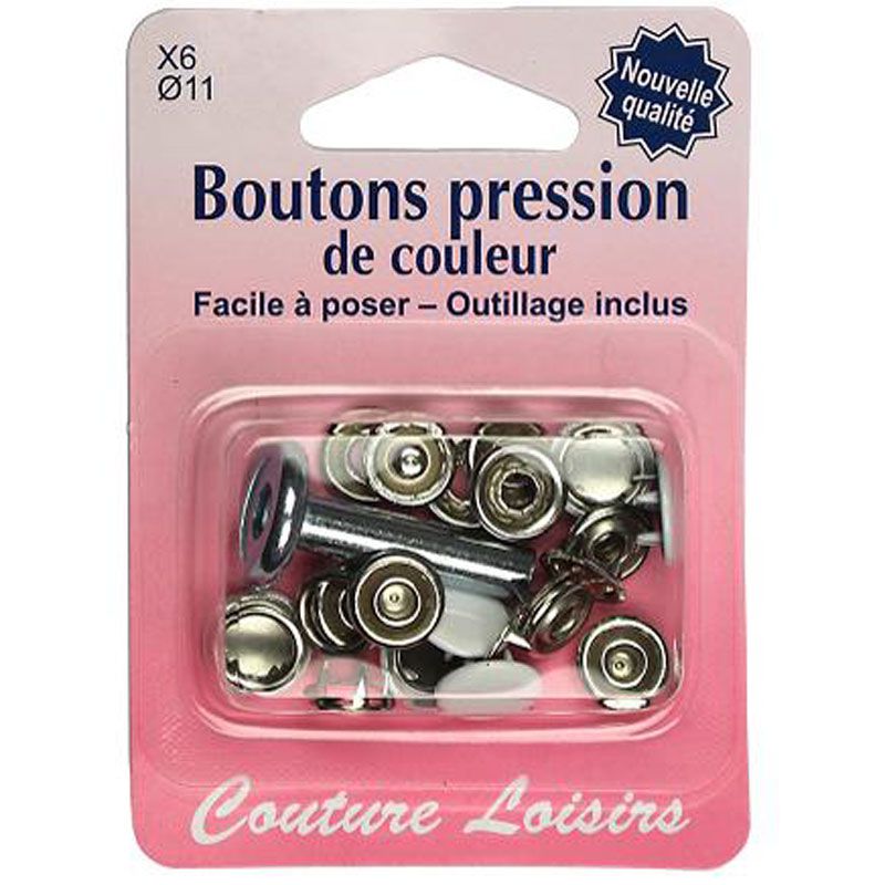 Boutons pressions 11 mm et outillage Blanc