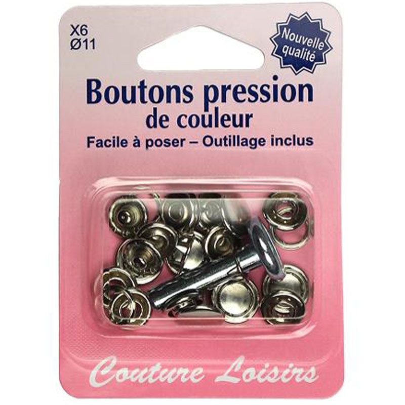 Botones de presión de 11 mm y herramientas de plata