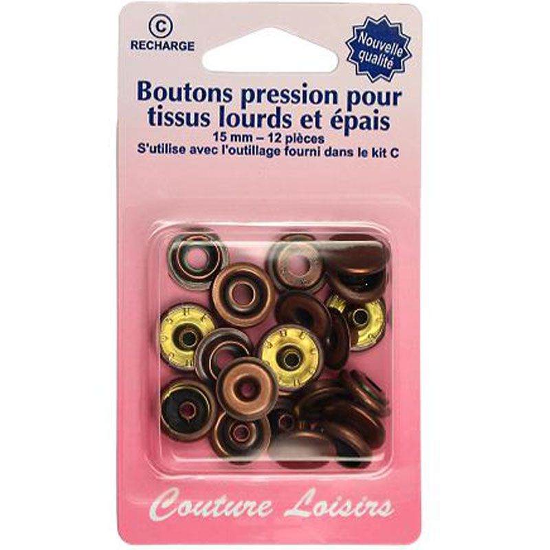 Recharge boutons pression pour tissus lourds et épais- Bronze
