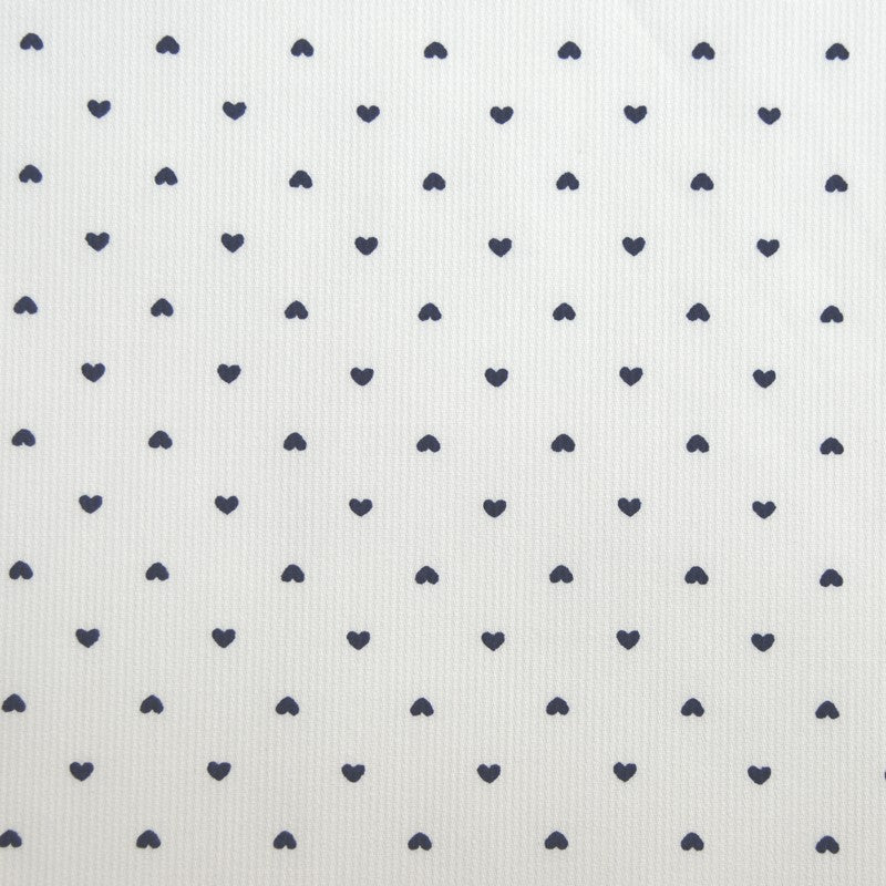 Tissus Piqué de coton imprimé petits coeurs bleu marine