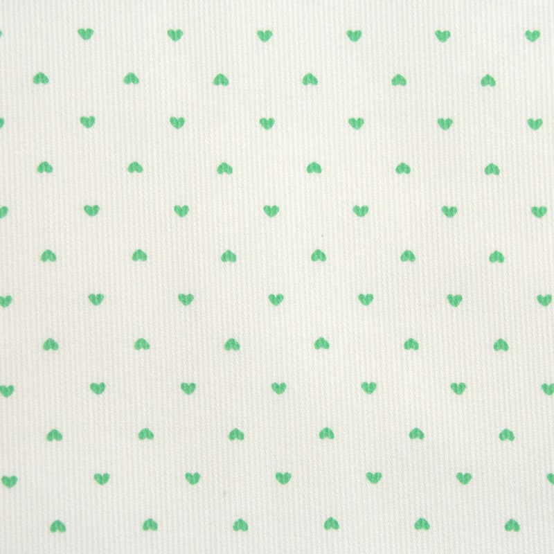 Tissus Piqué de coton imprimé petits coeurs verts