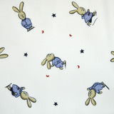 Tissus Piqué de coton imprimé petit lapin bleu