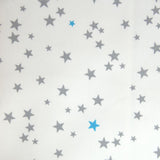 Tissus Piqué de coton imprimé étoiles grises et turquoises