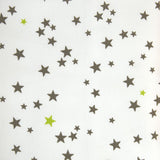 Tissus Piqué de coton imprimé étoiles taupes et vert anis