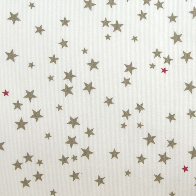 Tissus Piqué de coton imprimé étoiles taupe et framboise