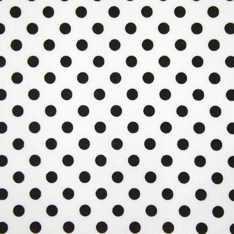 Tissus Piqué de coton milleraies imprimé pois noirs sur fond blanc