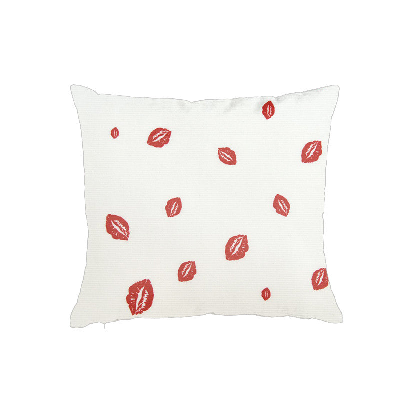 Printed cotton tissues Red mouths on white background