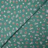 Jersey de coton imprimé zèbre fond bleu vert