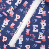 Popeline cotton peppa alphabet background sea