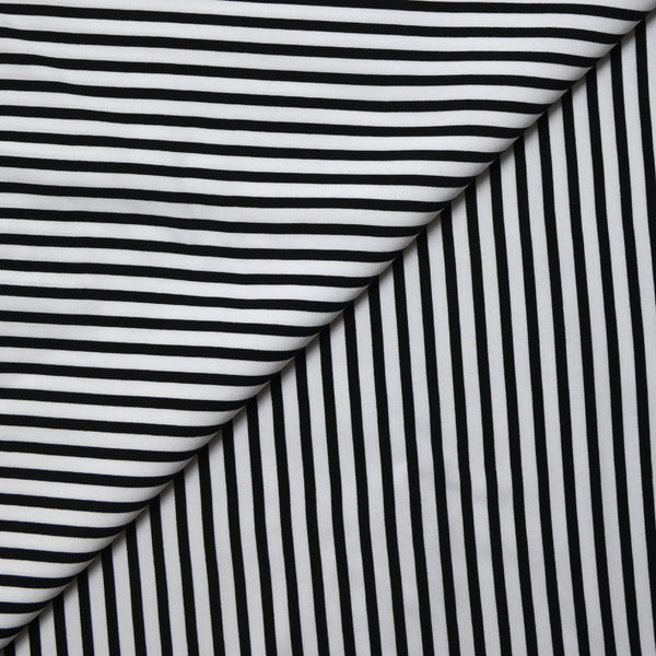 Viscose fine black and white stripes