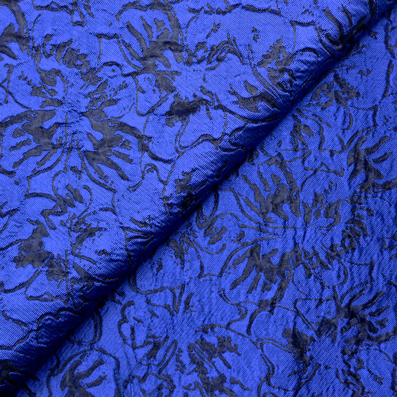 Brocart fleur de vie fond bleu nuit