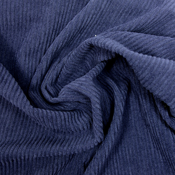 Velours polyester côtelé bleu marine