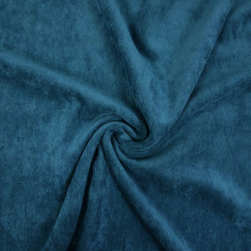 Velours polyester côtelé bleu canard
