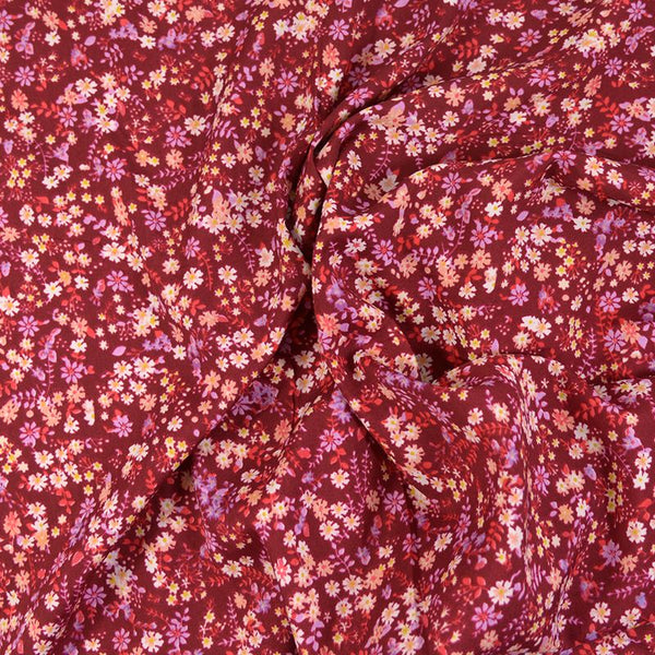 Microfibre imprimée alambiquée fond bordeaux