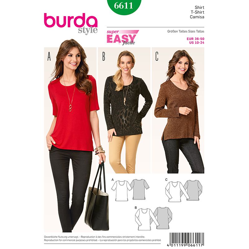 Patron N°6611 Burda : T-shirt simple