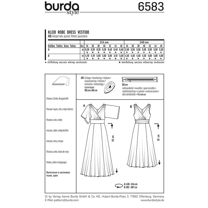 Patron N°6583 Burda : Robe de soirée drapés