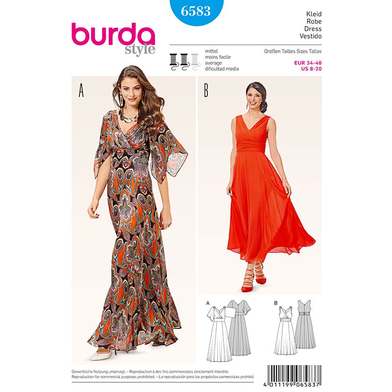 Burda Robe Pattern Patron N°6583 Burda : Robe de soirée drapés – Les Coupons de Saint-Pierre