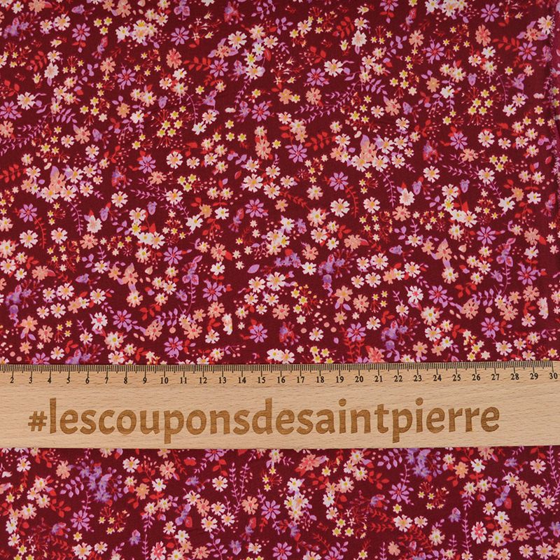 Microfibre imprimée alambiquée fond bordeaux