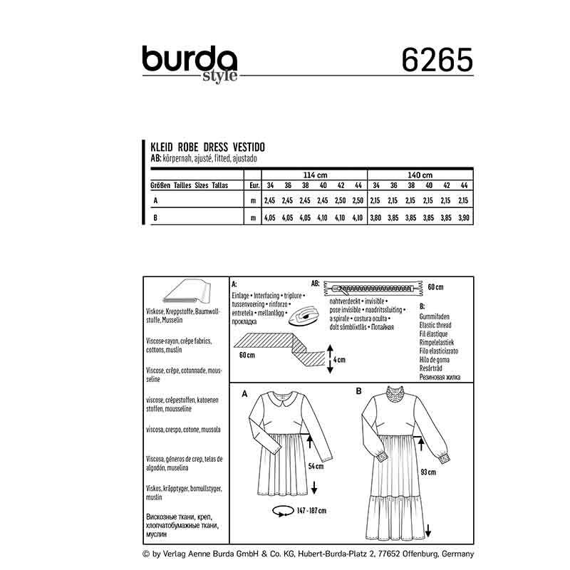 Patron Burda n°6265 Robe
