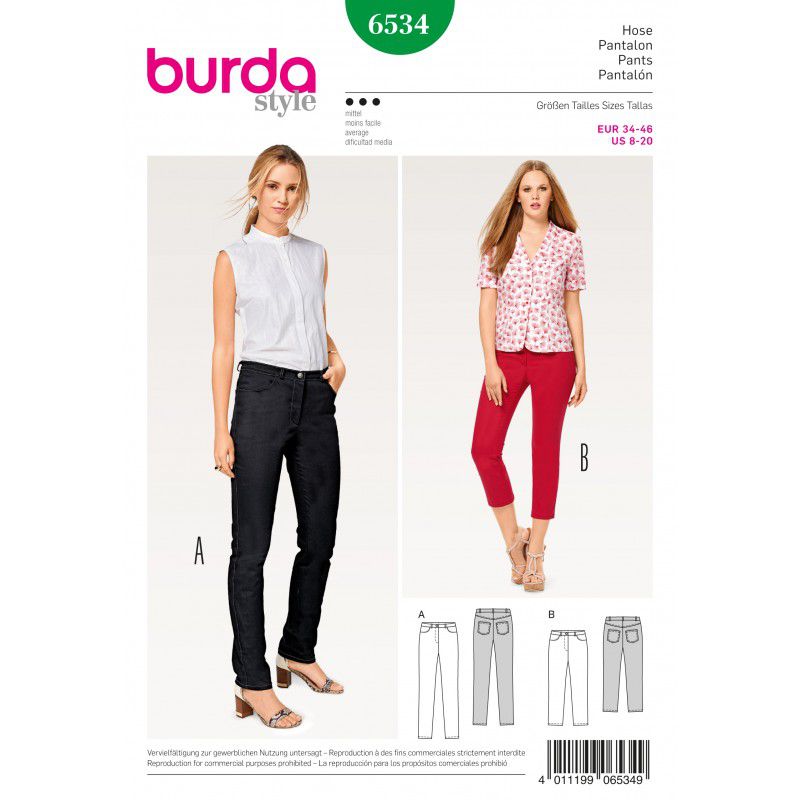Patron Burda n°6534 : Pantalon - Jeans