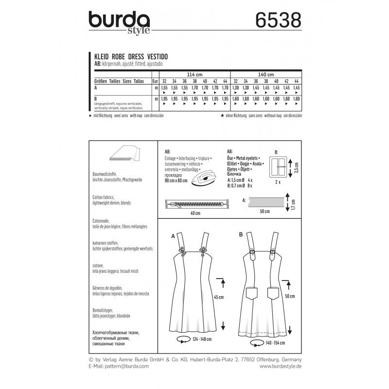Patron Burda n°6538 : Robe à bretelle