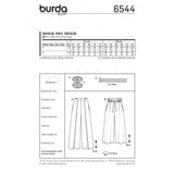 Patron Burda n°6544:  Pantalon jambes amples