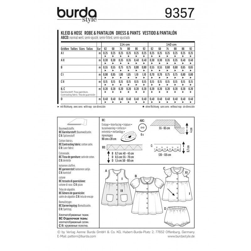 Burda boss n ° 9357: Dress & children's pants