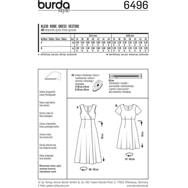 Patron Burda n°6496 : Robe cache-coeur