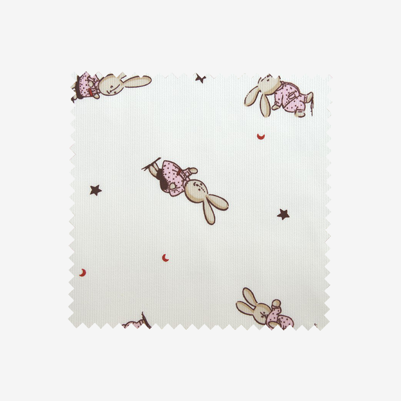 Piqué de coton imprimé petit lapin rose Coupon 45x45 cm