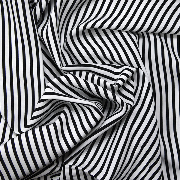 Viscose fine black and white stripes