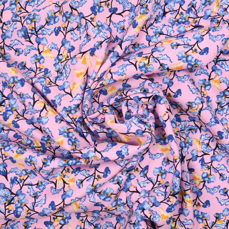 Viscose printed in pink background