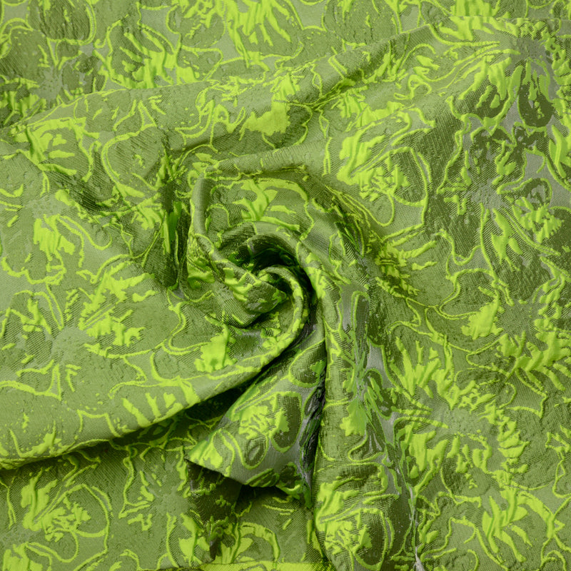 Brocart fleur de vie fond vert pomme