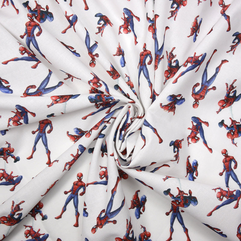 Poplin cotton marvel spider-man white background