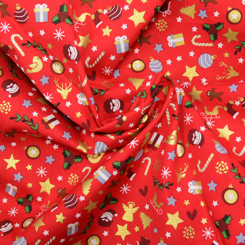 Cotton Printed and Golden Christmas mix