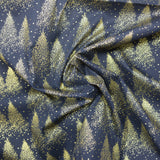 Cotton printed golden fir background navy